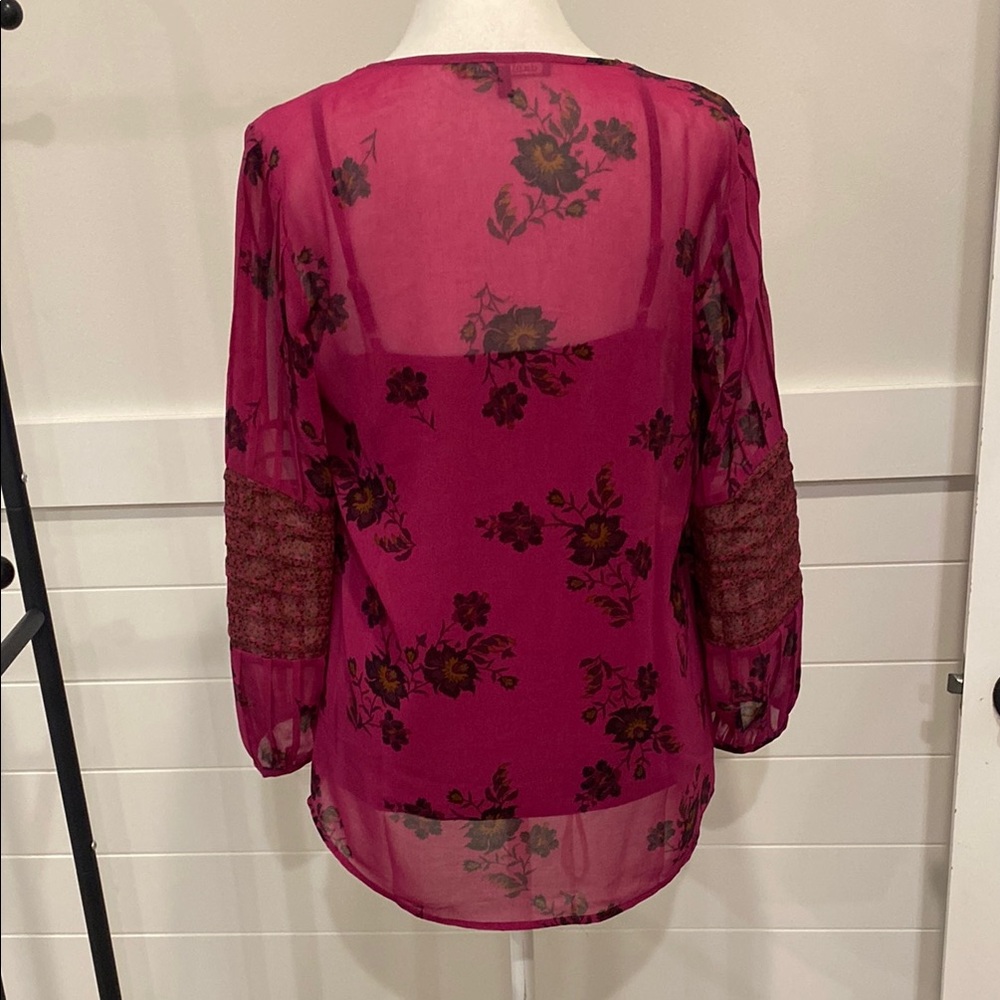 Daniel Rainn Pink Smocked Blouse with 3/4 Sleeves - Picture 3 of 9